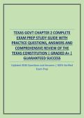 TEXAS GOVT CHAPTER 2 COMPLETE EXAM PREP STUDY GUIDE WITH PRACTICE QUESTIONS&comma; ANSWERS AND COMPREHENSIVE REVIEW OF THE TEXAS CONSTITUTION