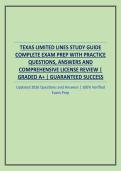 TEXAS LIMITED LINES STUDY GUIDE COMPLETE EXAM PREP WITH PRACTICE QUESTIONS&comma; ANSWERS AND COMPREHENSIVE LICENSE REVIEW