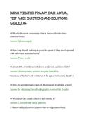 BURNS PEDIATRIC PRIMARY CARE ACTUAL&NewLine;TEST PAPER QUESTIONS AND SOLUTIONS&NewLine;GRADED A&plus;