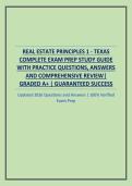 REAL ESTATE PRINCIPLES 1 - TEXAS COMPLETE EXAM PREP STUDY GUIDE WITH PRACTICE QUESTIONS&comma; ANSWERS AND COMPREHENSIVE REVIEW