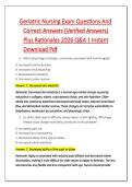 Geriatric Nursing Exam Questions And &NewLine;Correct Answers &lpar;Verified Answers&rpar; &NewLine;Plus Rationales 2026 Q&A &vert; Instant &NewLine;Download Pdf 