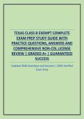 TEXAS CLASS B EXEMPT COMPLETE EXAM PREP STUDY GUIDE WITH PRACTICE QUESTIONS&comma; ANSWERS AND COMPREHENSIVE NON-CDL LICENSE REVIEW