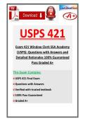 USPS 421 Window Clerk SSA Academy &lpar;USPS&rpar; Final Exam 2026&sol;2027&colon; Questions with Answers and Detailed Rationales 100&percnt; Guaranteed Pass Graded A&plus;
