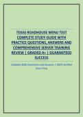 TEXAS ROADHOUSE MENU TEST COMPLETE STUDY GUIDE WITH PRACTICE QUESTIONS&comma; ANSWERS AND COMPREHENSIVE SERVER TRAINING REVIEW