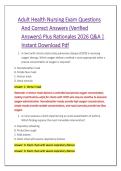 Adult Health Nursing Exam Questions &NewLine;And Correct Answers &lpar;Verified &NewLine;Answers&rpar; Plus Rationales 2026 Q&A &vert; &NewLine;Instant Download Pdf 