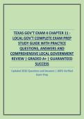 TEXAS GOV'T EXAM 4 CHAPTER 11 - LOCAL GOV'T COMPLETE EXAM PREP STUDY GUIDE WITH PRACTICE QUESTIONS&comma; ANSWERS AND COMPREHENSIVE LOCAL GOVERNMENT REVIEW