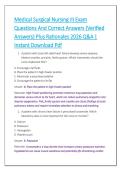 Medical Surgical Nursing III Exam &NewLine;Questions And Correct Answers &lpar;Verified &NewLine;Answers&rpar; Plus Rationales 2026 Q&A &vert; &NewLine;Instant Download Pdf 
