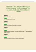 FAC1502 UNIT 1 BASIC Principles&NewLine;OF Accounting TEST Questions and&NewLine;Answers Verified Solutions Latest&NewLine;Update