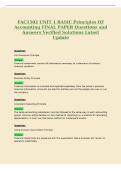 FAC1502 UNIT 1 BASIC Principles OF&NewLine;Accounting FINAL PAPER Questions and&NewLine;Answers Verified Solutions Latest&NewLine;Update