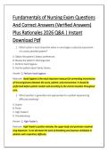 Fundamentals of Nursing Exam Questions &NewLine;And Correct Answers &lpar;Verified Answers&rpar; &NewLine;Plus Rationales 2026 Q&A &vert; Instant &NewLine;Download Pdf 