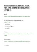 BUSINESS DRIVEN TECHNOLOGY ACTUAL&NewLine;TEST PAPER QUESTIONS AND SOLUTIONS&NewLine;GRADED A&plus;&NewLine;