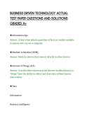 BUSINESS DRIVEN TECHNOLOGY ACTUAL&NewLine;TEST PAPER QUESTIONS AND SOLUTIONS&NewLine;GRADED A&plus;&NewLine;