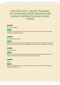 FAC1502 UNIT 1 BASIC Principles&NewLine;OF Accounting EXAM Questions and&NewLine;Answers Verified Solutions Latest&NewLine;Update