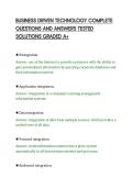 BUSINESS DRIVEN TECHNOLOGY COMPLETE&NewLine;QUESTIONS AND ANSWERS TESTED&NewLine;SOLUTIONS GRADED A&plus;&NewLine;