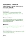 BUSINESS DRIVEN TECHNOLOGY&NewLine;COMPREHENSIVE SOLVED QUESTIONS AND&NewLine;COMPLETE ANSWERS&NewLine;