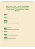 FAC1502 UNIT 1 BASIC Principles&NewLine;OF Accounting TEST Questions and&NewLine;Answers Verified Solutions Latest&NewLine;Update