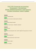 FAC1502 Financial Accounting&NewLine;Elementary Calculations&NewLine;FINAL PAPER Questions and Answers&NewLine;Verified Solutions Latest Update