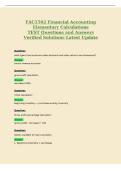 FAC1502 Financial Accounting&NewLine;Elementary Calculations&NewLine;TEST Questions and Answers&NewLine;Verified Solutions Latest Update