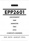 EPP2601 Assignment 1 Answers - Semester  2&comma; 2026 &vert; Due Date August 2026