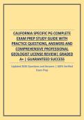 CALIFORNIA SPECIFIC PG COMPLETE EXAM PREP STUDY GUIDE WITH PRACTICE QUESTIONS&comma; ANSWERS AND COMPREHENSIVE PROFESSIONAL GEOLOGIST LICENSE REVIEW