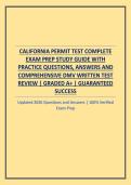 CALIFORNIA PERMIT TEST COMPLETE EXAM PREP STUDY GUIDE WITH PRACTICE QUESTIONS&comma; ANSWERS AND COMPREHENSIVE DMV WRITTEN TEST REVIEW
