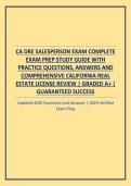 CA DRE SALESPERSON EXAM COMPLETE EXAM PREP STUDY GUIDE WITH PRACTICE QUESTIONS&comma; ANSWERS AND COMPREHENSIVE CALIFORNIA REAL ESTATE LICENSE REVIEW