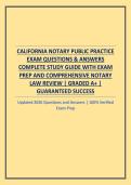 CALIFORNIA NOTARY PUBLIC PRACTICE EXAM QUESTIONS & ANSWERS COMPLETE STUDY GUIDE WITH EXAM PREP AND COMPREHENSIVE NOTARY LAW REVIEW