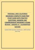 PERSONAL LINES-CALIFORNIA INSURANCE COMPLETE EXAM PREP STUDY GUIDE WITH PRACTICE QUESTIONS&comma; ANSWERS AND COMPREHENSIVE INSURANCE LICENSE REVIEW
