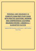 PERSONAL LINES INSURANCE CA COMPLETE EXAM PREP STUDY GUIDE WITH PRACTICE QUESTIONS&comma; ANSWERS AND COMPREHENSIVE CALIFORNIA INSURANCE REVIEW