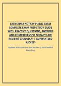 CALIFORNIA NOTARY PUBLIC EXAM COMPLETE EXAM PREP STUDY GUIDE WITH PRACTICE QUESTIONS&comma; ANSWERS AND COMPREHENSIVE NOTARY LAW REVIEW