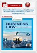 Solution Manual for Business Law&colon; Text & Exercises 10th Edition by Roger LeRoy Miller &vert; Chapters 1&ndash;43 &vert; Complete 2026&ndash;2027