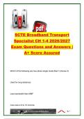 SCTE Broadband Transport Specialist Chapters 1&ndash;4 Exam 2026&sol;2027 &vert; 150&plus; Questions & Answers &vert; Fiber Optics&comma; SMF&comma; Dispersion&comma; Attenuation & Optical Cable &vert; SCTE