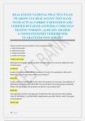 REAL ESTATE NATIONAL PRACTICE EXAM &NewLine;&sol;PEARSON VUE REAL ESTATE TEST BANK &NewLine;WITH ACTUAL CORRECT QUESTIONS AND &NewLine;VERIFIED DETAILED ANSWERS&vert; CURRENTLY &NewLine;TESTING VERSION &vert; ALREADY GRADED &NewLine;A&plus;&vert;NEWEST&vert;EXPERT VERIFIED FOR &NewLine;GUARANTEED PASS 2026&sol;2027