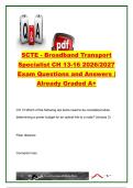SCTE Broadband Transport Specialist Chapters 13&ndash;16 Exam 2026&sol;2027 &vert; 100&plus; Questions & Answers &vert; Optical Power Budgets&comma; DWDM&comma; EPON&comma; OTDR & Fault Management &vert; SCTE