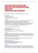 WASTEWATER LABORATORY ANALYST CERTIFICATION EXAM PRACTICE&NewLine; QUESTION AND ANSWERS&NewLine;