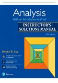 Instructor&rsquo;s Solutions Manual for Analysis with an Introduction to Proof&comma; 5th Edition &lpar;Steven R&period; Lay&comma; 2012&rpar; &vert; All Chapters 1&ndash;8 Covered &vert; ISBN 9780137546138