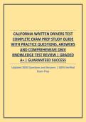 CALIFORNIA WRITTEN DRIVERS TEST COMPLETE EXAM PREP STUDY GUIDE WITH PRACTICE QUESTIONS&comma; ANSWERS AND COMPREHENSIVE DMV KNOWLEDGE TEST REVIEW