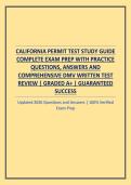 CALIFORNIA PERMIT TEST STUDY GUIDE COMPLETE EXAM PREP WITH PRACTICE QUESTIONS&comma; ANSWERS AND COMPREHENSIVE DMV WRITTEN TEST REVIEW