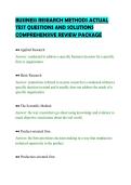 BUSINESS RESEARCH METHODS ACTUAL&NewLine;TEST QUESTIONS AND SOLUTIONS&NewLine;COMPREHENSIVE REVIEW PACKAGE&NewLine;