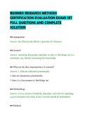 BUSINESS RESEARCH METHODS&NewLine;CERTIFICATION EVALUATION EXAMS SET&NewLine;FULL QUESTIONS AND COMPLETE&NewLine;SOLUTION