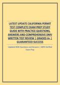 LATEST UPDATE CALIFORNIA PERMIT TEST COMPLETE EXAM PREP STUDY GUIDE WITH PRACTICE QUESTIONS&comma; ANSWERS AND COMPREHENSIVE DMV WRITTEN TEST REVIEW
