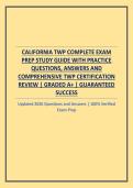 CALIFORNIA TWP COMPLETE EXAM PREP STUDY GUIDE WITH PRACTICE QUESTIONS&comma; ANSWERS AND COMPREHENSIVE TWP CERTIFICATION REVIEW