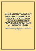 CALIFORNIA PROPERTY AND CASUALTY EXAM COMPLETE EXAM PREP STUDY GUIDE WITH PRACTICE QUESTIONS&comma; ANSWERS AND COMPREHENSIVE INSURANCE LICENSE REVIEW