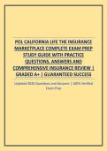 POL CALIFORNIA LIFE THE INSURANCE MARKETPLACE COMPLETE EXAM PREP STUDY GUIDE WITH PRACTICE QUESTIONS&comma; ANSWERS AND COMPREHENSIVE INSURANCE REVIEW