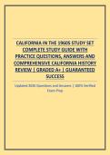 CALIFORNIA IN THE 1960S STUDY SET COMPLETE STUDY GUIDE WITH PRACTICE QUESTIONS&comma; ANSWERS AND COMPREHENSIVE CALIFORNIA HISTORY REVIEW