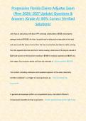 Progressive Florida Claims Adjuster Exam &lpar;New 2026 2027 Update&rpar; Questions & Answers -Grade A- 100- Correct &lpar;Verified Solutions&rpar;