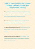 SHRM CP Exam &lpar;New 2026 2027 Update&rpar; Questions & Answers -Grade A- 100- Correct &lpar;Verified Solutions&rpar;&period;