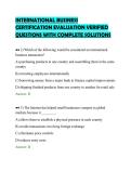 INTERNATIONAL BUSINESS&NewLine;CERTIFICATION EVALUATION VERIFIED&NewLine;QUESTIONS WITH COMPLETE SOLUTIONS&NewLine;