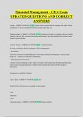 Financial Management - C214 Exam &NewLine;UPDATED QUESTIONS AND CORRECT &NewLine;ANSWERS