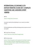 INTERNATIONAL ECONOMICS 5TH&NewLine;EDITION FEENSTRA EXAMS SET COMPLETE&NewLine;QUESTIONS AND ANSWERS EXPERT&NewLine;VERIFIED&NewLine;